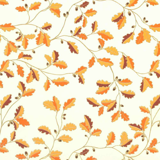 Orange Oak Leaves and Acorns Florentine Italian Print Paper ~ Rossi Italy